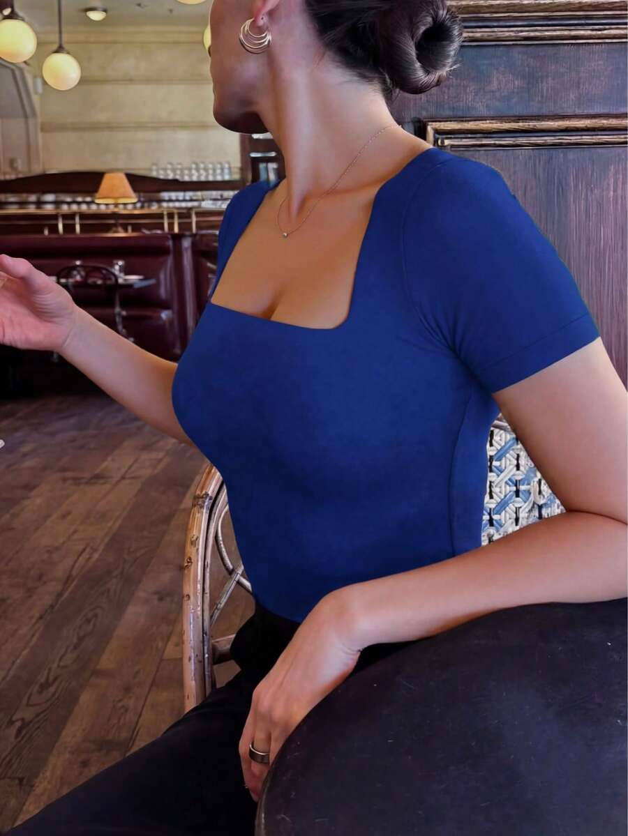 Casual Elegant Majica Kratkih Rukava sa Okruglim Izrezom