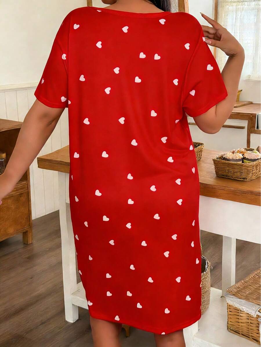 Ženska kratka spavaćica plus size sa tufama i crtanim printom