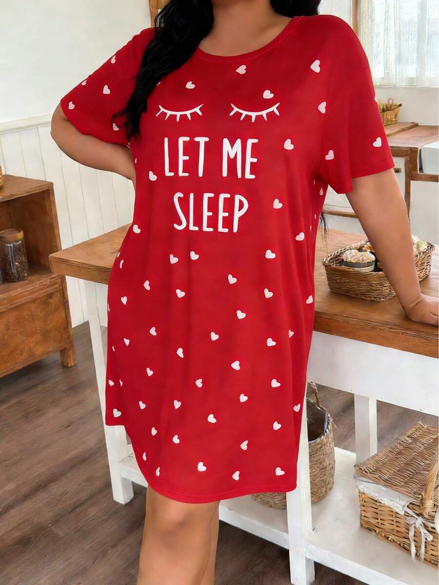 Ženska kratka spavaćica plus size sa tufama i crtanim printom