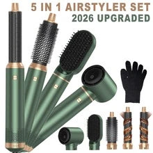 UKLISS 5-In-1 Professional Styling Brush Set (Hot Air Brush + Straightening Brush + Auto Curling Iron)