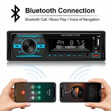 1 Din Car Radio Stereo Bluetooth MP3 Player FM Radio, 7 Color Options With Remote Control, AUX/USB/TF Card Slot, Car Mounting Kit