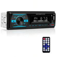 1 Din Car Radio Stereo Bluetooth MP3 Player FM Radio, 7 Color Options With Remote Control, AUX/USB/TF Card Slot, Car Mounting Kit