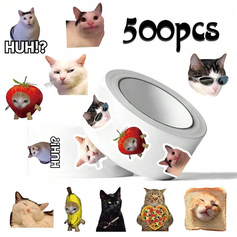 500 kom/rolna nalepnice sa smešnim izrazima mačke, slatke