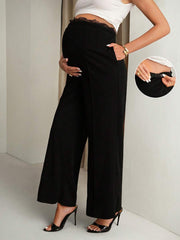 Crne letnje pantalone za trudnice, udobne
