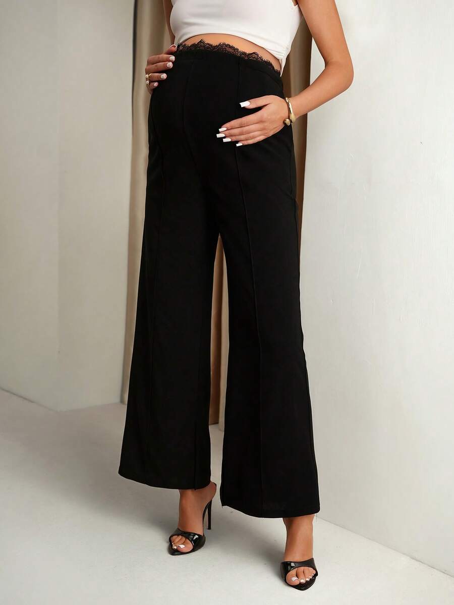Crne letnje pantalone za trudnice, udobne