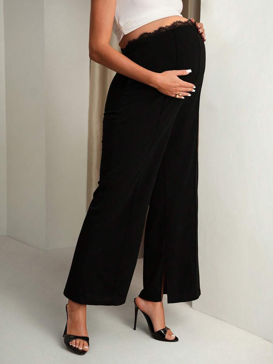 Crne letnje pantalone za trudnice, udobne
