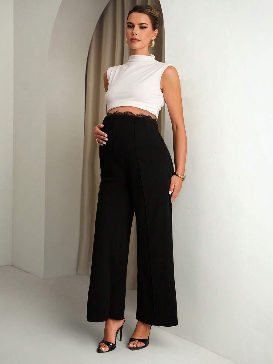 Crne letnje pantalone za trudnice, udobne