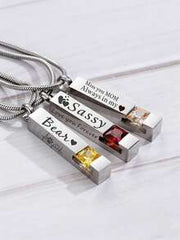 1pc Customized Birthday Stone Cremation Necklace, Free Engraving Urn Pendant, Pet Memorial Jewelry, Suitable For Dogs, Cats And Other Deceased Loved Ones