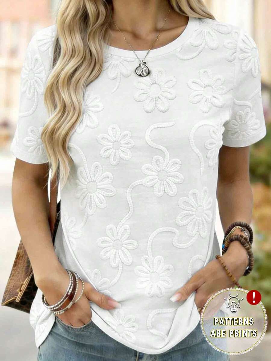 Ženska majica sa čipkastim printom – Udoban Casual Stil