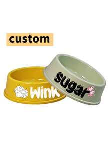 Customizable Plastic Pet Bowl With Pet Name, Suitable For Dogs And Cats, Easy To Clean, Ideal Gift For Pet Memento