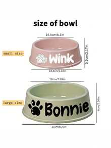 Customizable Plastic Pet Bowl With Pet Name, Suitable For Dogs And Cats, Easy To Clean, Ideal Gift For Pet Memento