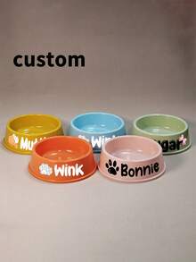 Customizable Plastic Pet Bowl With Pet Name, Suitable For Dogs And Cats, Easy To Clean, Ideal Gift For Pet Memento