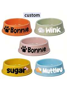 Customizable Plastic Pet Bowl With Pet Name, Suitable For Dogs And Cats, Easy To Clean, Ideal Gift For Pet Memento