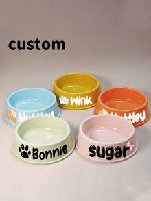 Customizable Plastic Pet Bowl With Pet Name, Suitable For Dogs And Cats, Easy To Clean, Ideal Gift For Pet Memento