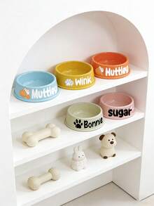 Customizable Plastic Pet Bowl With Pet Name, Suitable For Dogs And Cats, Easy To Clean, Ideal Gift For Pet Memento