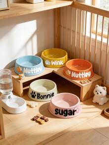 Customizable Plastic Pet Bowl With Pet Name, Suitable For Dogs And Cats, Easy To Clean, Ideal Gift For Pet Memento