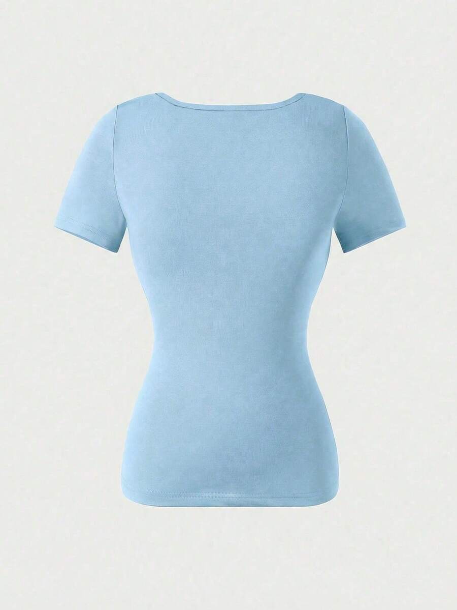 Casual Elegant Majica Kratkih Rukava sa Okruglim Izrezom