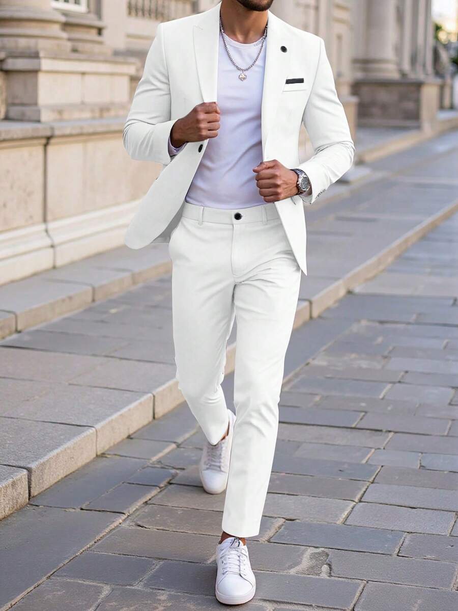 Muški poslovni set sa užim krojem, sako sa špicastim reverima i pantalone