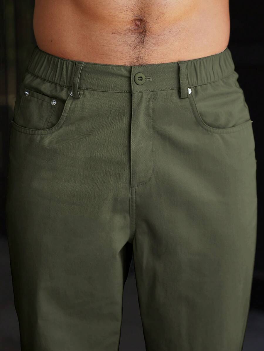 Muške ležerne pantalone za posao jednobojne sa kosim džepovima