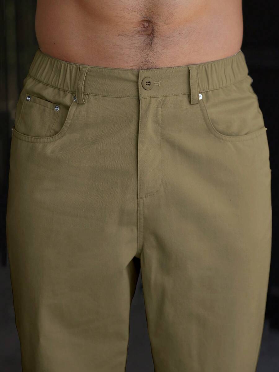 Muške ležerne pantalone za posao jednobojne sa kosim džepovima