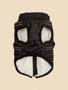 1pc Leather Belt Small Dog Jacket Vest, Cotton Winter Warm Small Dog Clothes, Comfortable And Stain Resistant