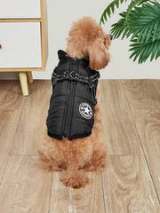 1pc Leather Belt Small Dog Jacket Vest, Cotton Winter Warm Small Dog Clothes, Comfortable And Stain Resistant
