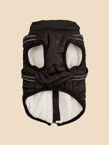 1pc Leather Belt Small Dog Jacket Vest, Cotton Winter Warm Small Dog Clothes, Comfortable And Stain Resistant