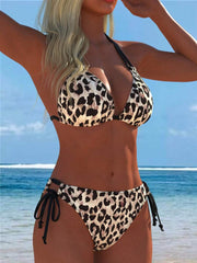 Ženski seksi leopard print halter bikini set