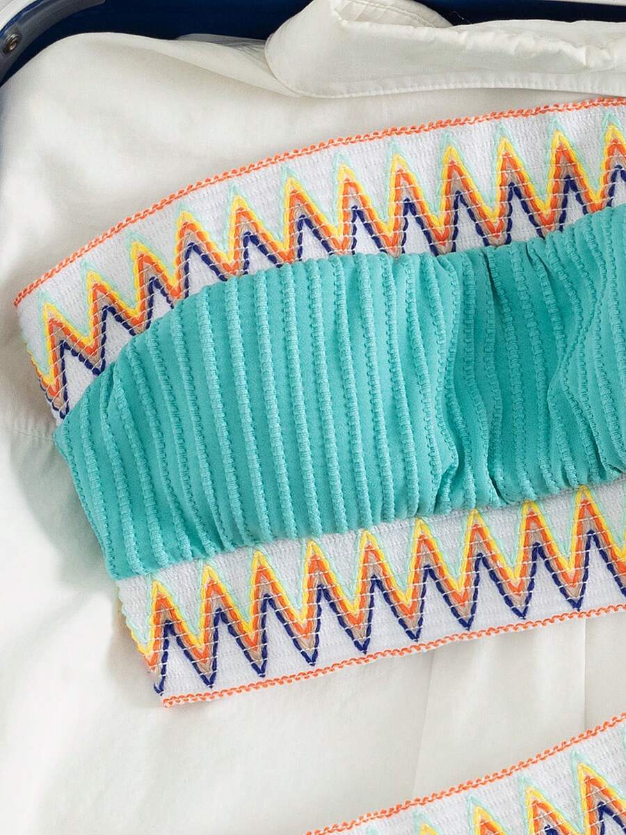 Ženski Patchwork Bandeau Bikini Set
