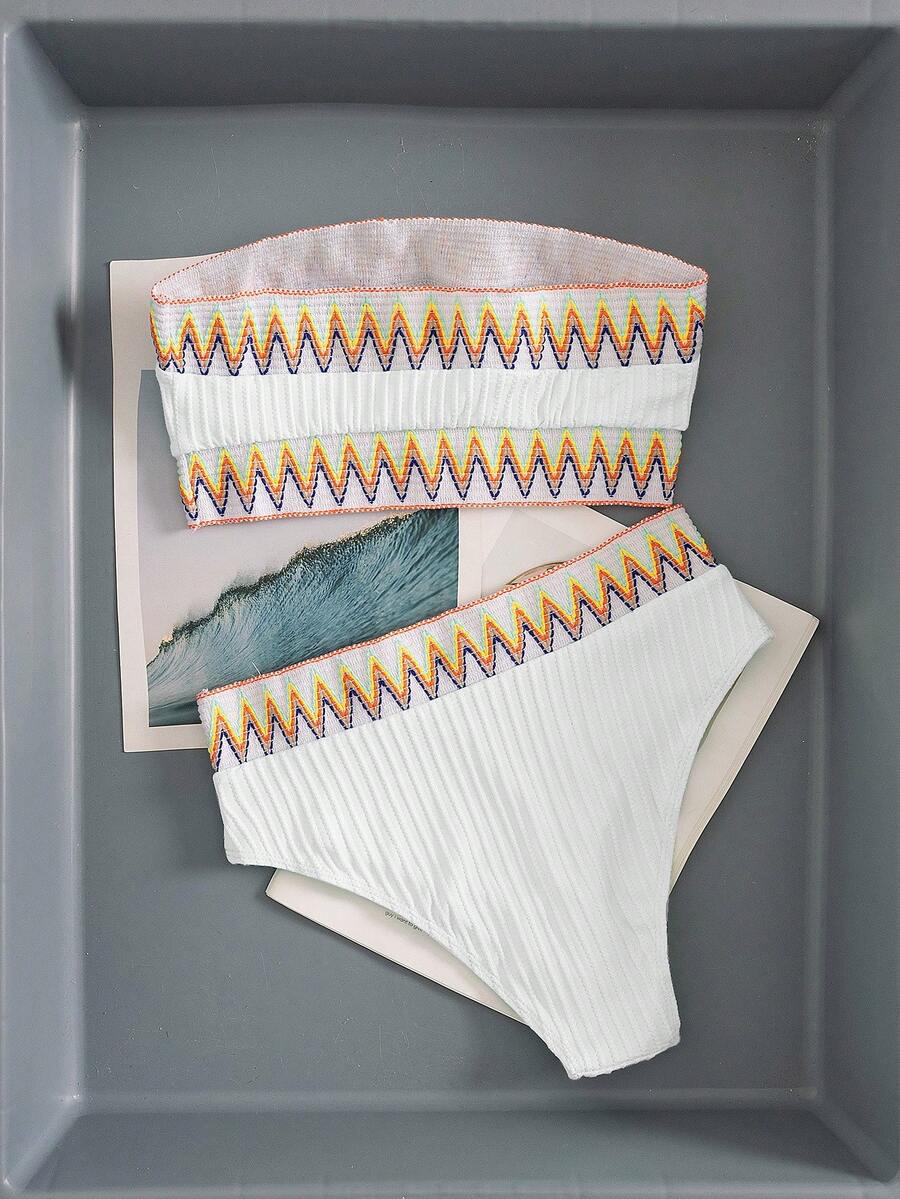 Ženski Patchwork Bandeau Bikini Set