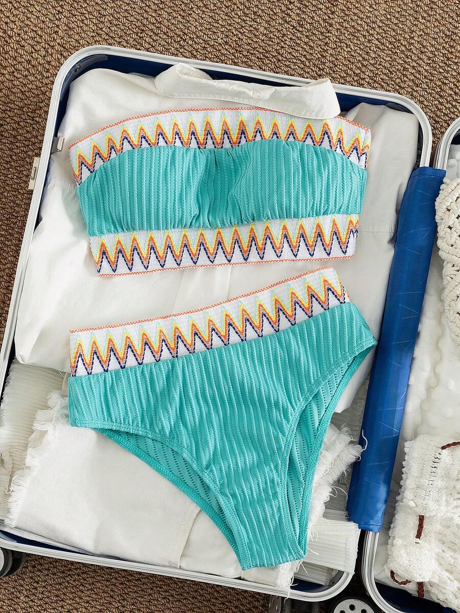 Ženski Patchwork Bandeau Bikini Set