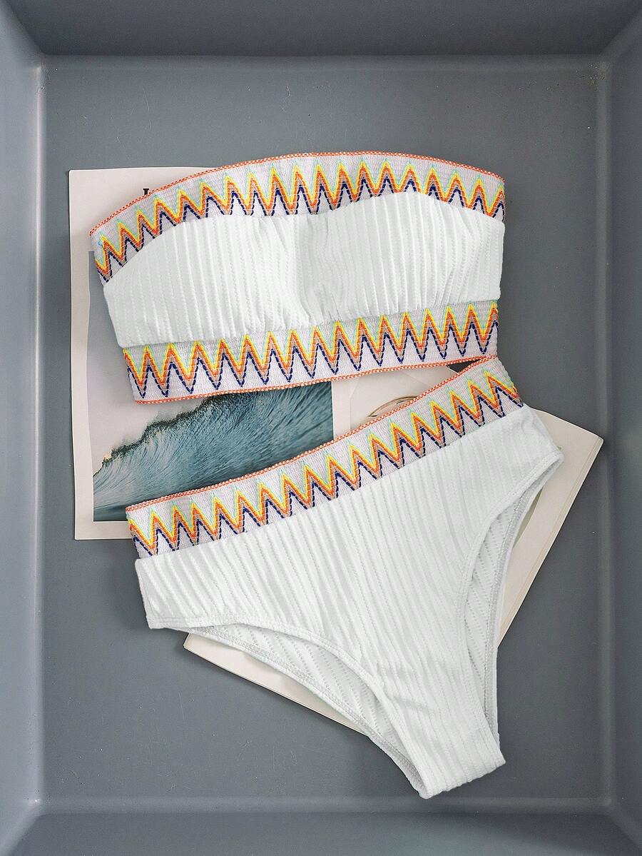 Ženski Patchwork Bandeau Bikini Set