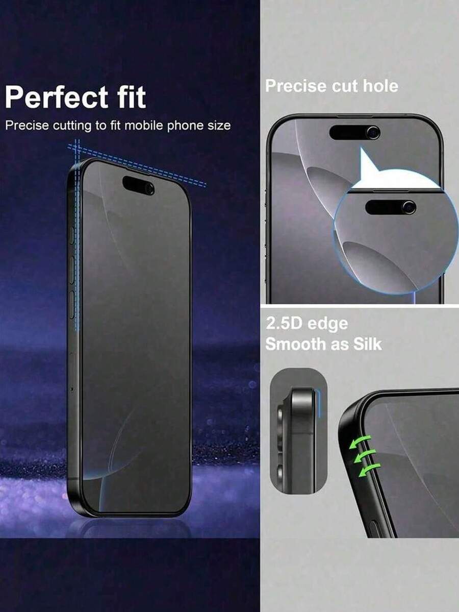 2.5D keramička mat zaštitna folija za ekran sa privatnošću kompatibilna sa iPhone 17 Pro Max/17 Pro/17 Air/17/16 Pro Max/16 Plus/16E/15 Pro Max/14/13/12/11/X/XS/XR