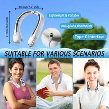 New Portable Neck Fan, Wearable Fan, Upgraded Rotatable Air Outlet, 360° Airflow, Rechargeable, Portable USB Fan, Adjustable Wind Direction, 3 Speeds, Ideal For Outdoor Use To Keep Cool