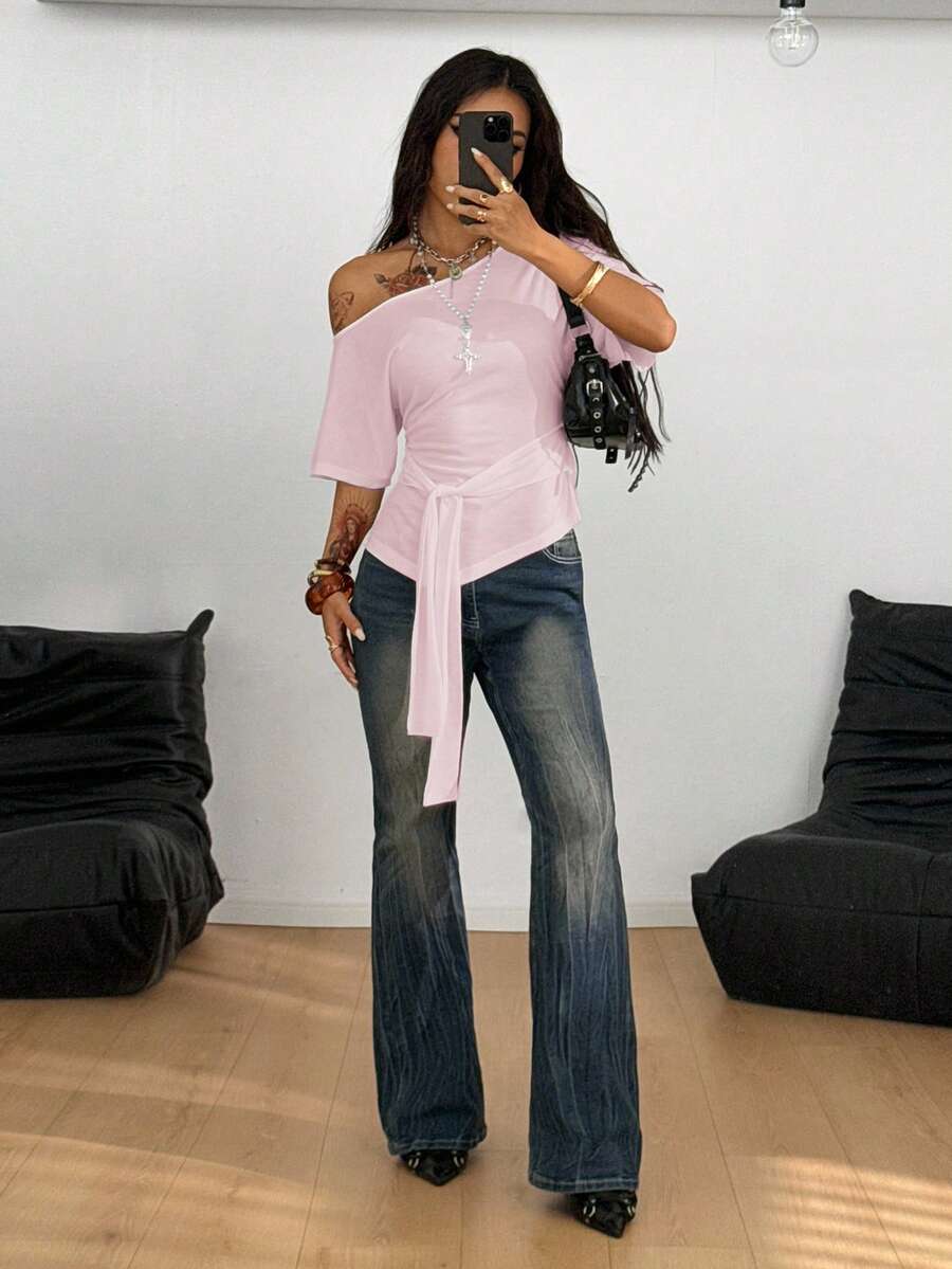 Slim Fit Asimetrična Bluza