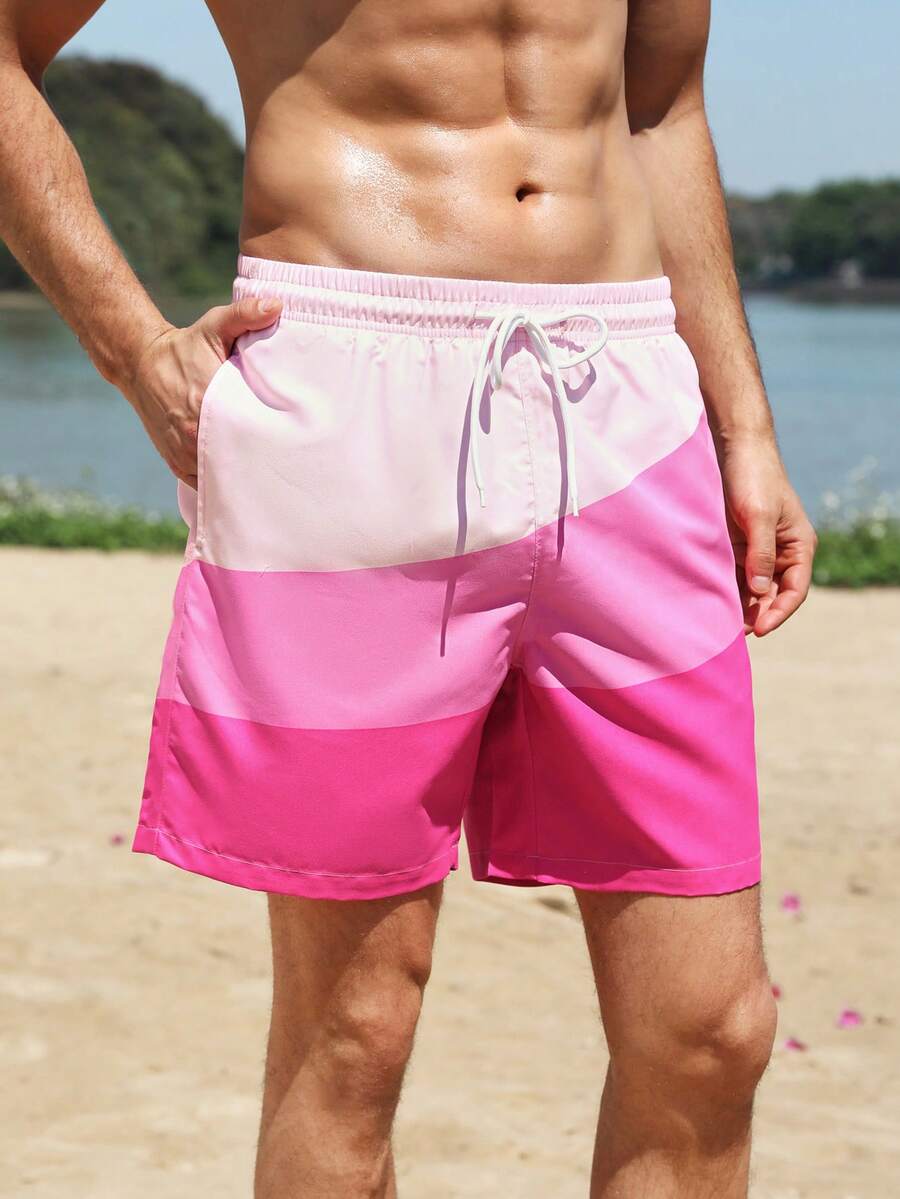 Muški šorts za plažu za plivanje sa printom krofni, havajski stil, za odmor