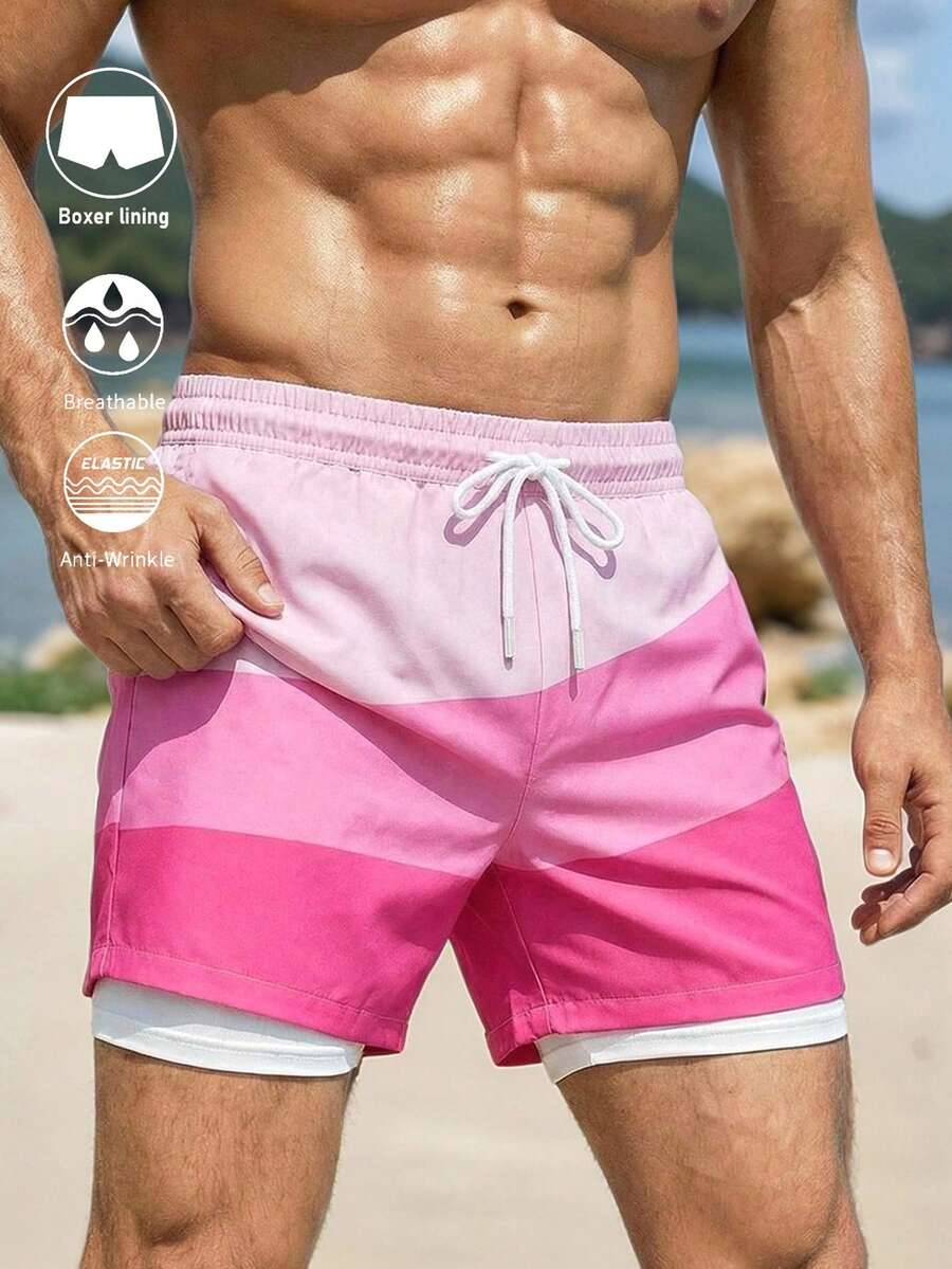 Muški šorts za plažu za plivanje sa printom krofni, havajski stil, za odmor