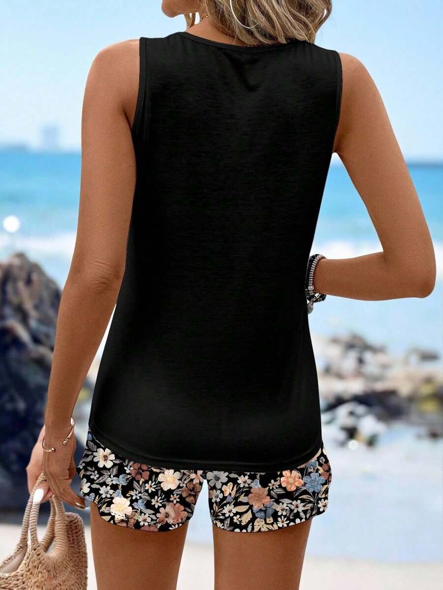 Ženski Casual Boho Majica i Šorts  Set