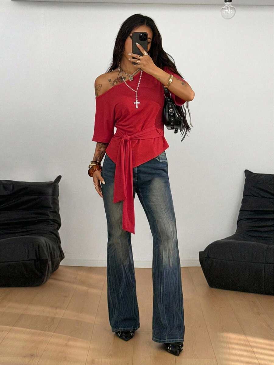 Slim Fit Asimetrična Bluza