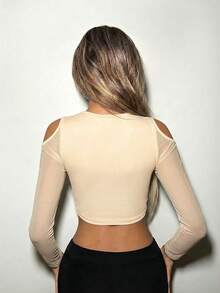 SHEIN ICON Black Cut Out Front Crop Tee