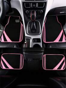 4pcs Universal Car Floor Mats - Minimalist Pattern Design With Anti-Slip Bottom - Water Absorbent And Easy To Wash All-Season 2D Flat Mats Suitable For Sedans, Hatchbacks, SUVs - Fashionable Interior Protection And Easy Cleaning Solution