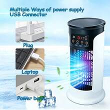 Multifunctional Desktop Fan. USB Powered, With 7-Color Lighting, Humidifying Function, 6-Speed Adjustable, Timer Setting, 300ml Water Tank For Water Or Ice Cubes, Compact Cooler Suitable For Home, Office And Small Rooms