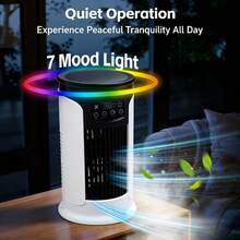 Multifunctional Desktop Fan. USB Powered, With 7-Color Lighting, Humidifying Function, 6-Speed Adjustable, Timer Setting, 300ml Water Tank For Water Or Ice Cubes, Compact Cooler Suitable For Home, Office And Small Rooms
