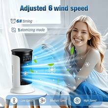 Multifunctional Desktop Fan. USB Powered, With 7-Color Lighting, Humidifying Function, 6-Speed Adjustable, Timer Setting, 300ml Water Tank For Water Or Ice Cubes, Compact Cooler Suitable For Home, Office And Small Rooms
