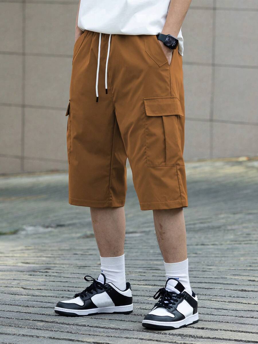 3 kom/set muške ležerne cargo pantalone jednobojne sa pertlom u struku
