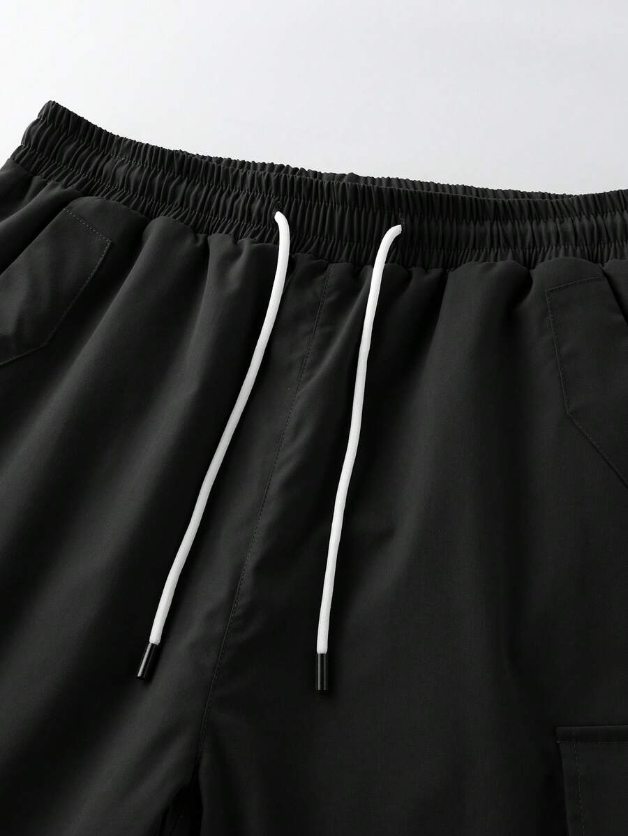 3 kom/set muške ležerne cargo pantalone jednobojne sa pertlom u struku