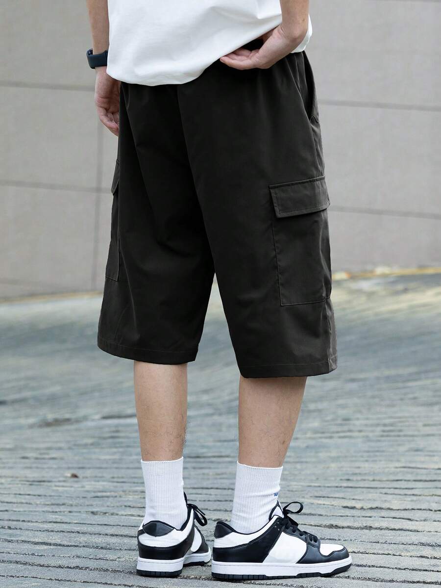3 kom/set muške ležerne cargo pantalone jednobojne sa pertlom u struku