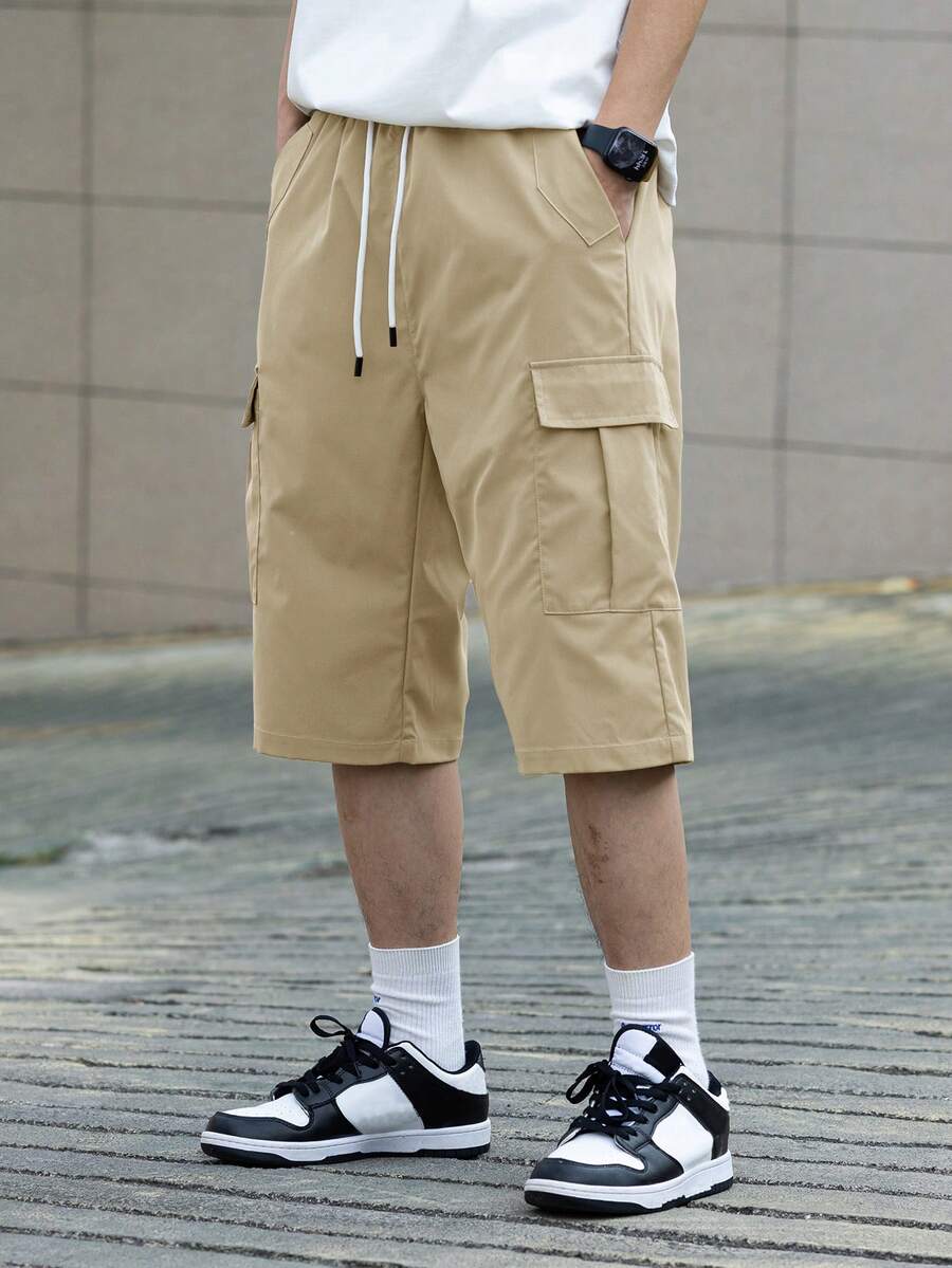 3 kom/set muške ležerne cargo pantalone jednobojne sa pertlom u struku