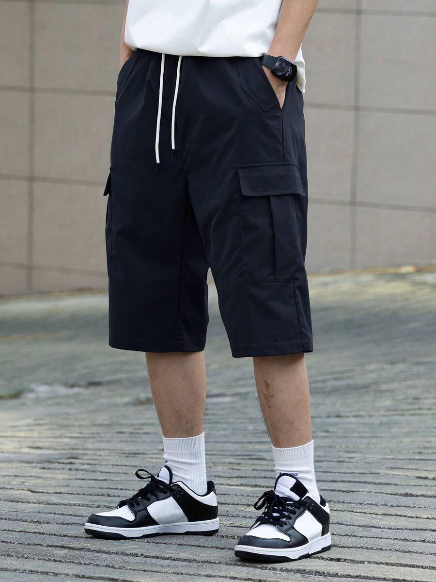 3 kom/set muške ležerne cargo pantalone jednobojne sa pertlom u struku