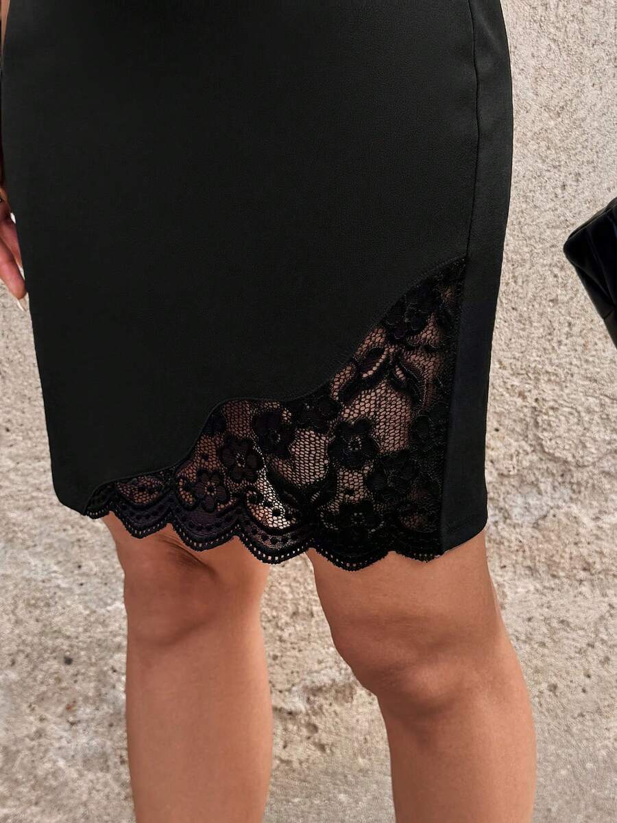 Ženska Elegantna Suknja sa Čipkastim Umetkom